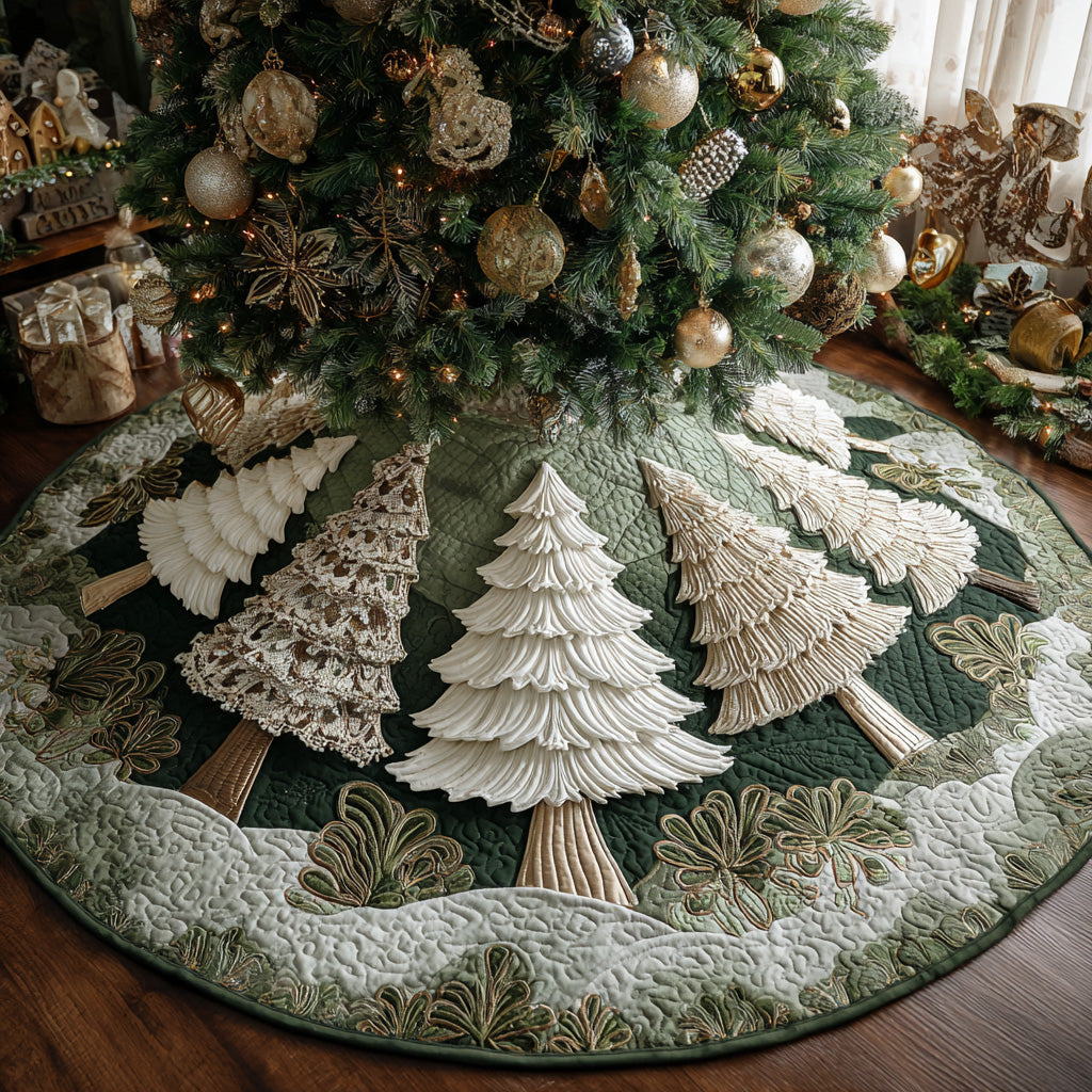 Golden Trees Quilted Christmas Tree Skirt NCU0DV7593