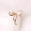 Simple Golden Bowknot Pearl Napkin Ring