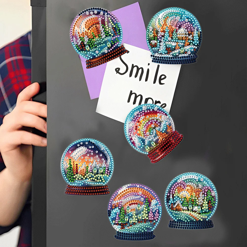 8pcs DIY Rainbow Crystal Ball Diamond Painting Magnets Refrigerator for Adult Kid Beginners