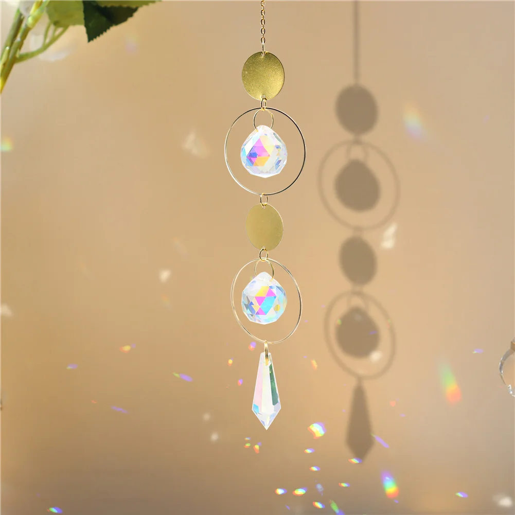 Moon Sun Ball Crystal Suncatcher Hanging Metal Pendant Garden Decor (21)