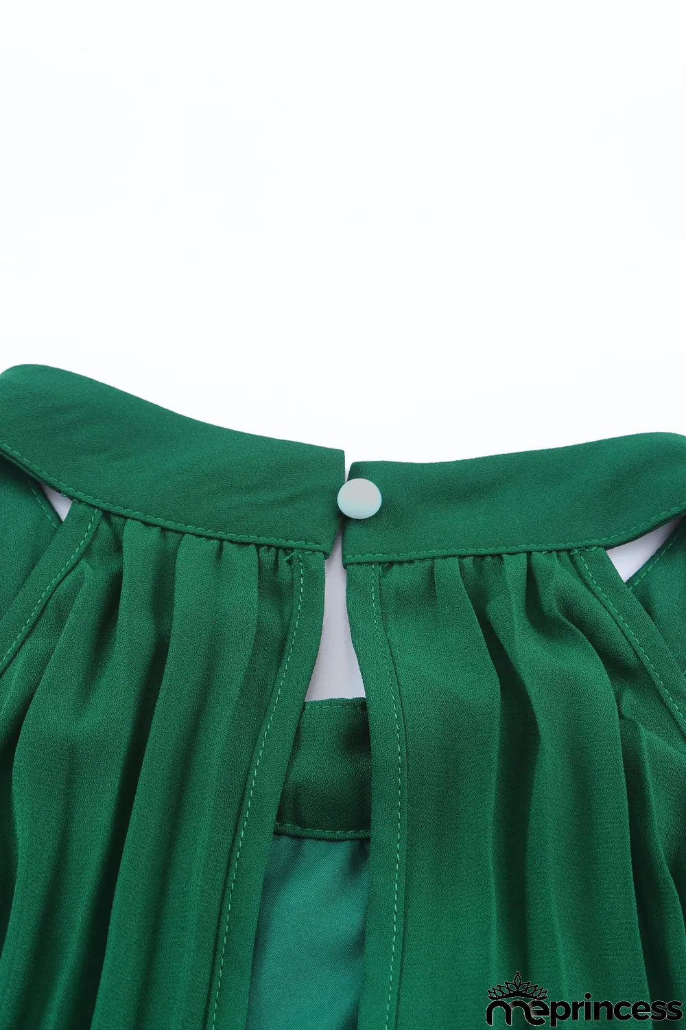 Green Halter Neck Pleated Wide Leg Jumpsuit with Belt