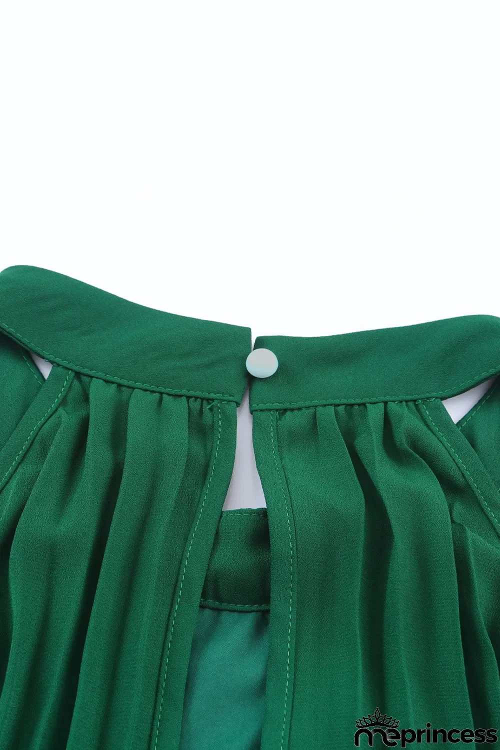 Green Halter Neck Pleated Wide Leg Jumpsuit with Belt