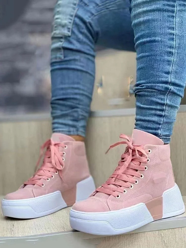High Top Lace-Up Suede Sneakers