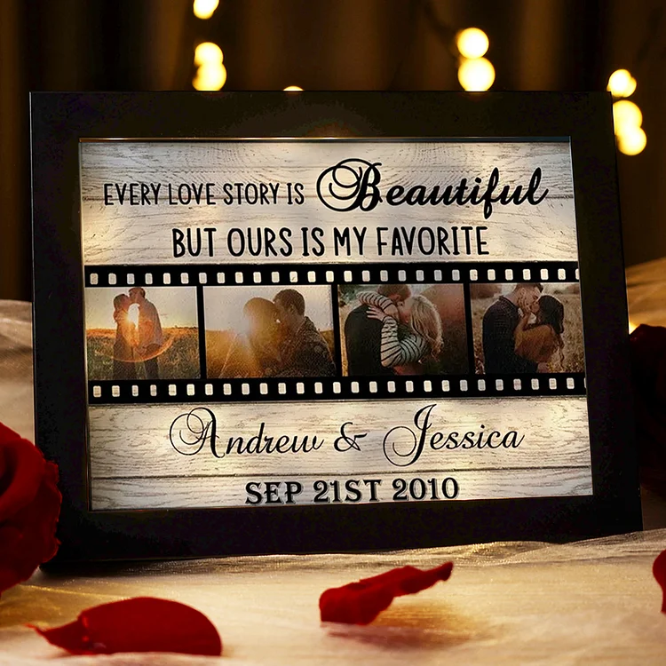 Personalized Names Couple Wooden Frame Ours Is My Favorite Custom Photos Anniversary Gift For Couple