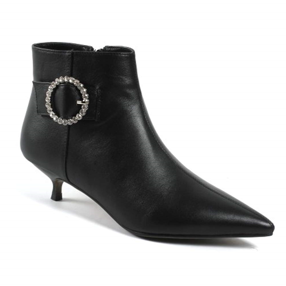 4cm Women's Ankle Boots Low Heels Shoes Zipper Booties Solid Color With Diamons-vocosishoes