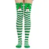 Women's Christmas Festival Bowknot Ball Striped Long Socks 