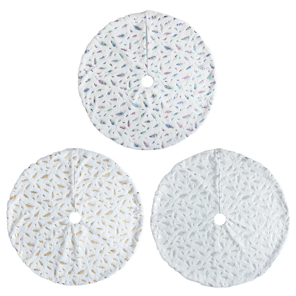 New simple white plush feather Christmas tree skirt home decoration