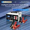 12V 24V Car Battery Charger LED Display Battery Maintainer Desulfator with Cable Clamps Overcharge Protection for Vehicle Motorcycle Boat Lead-acid Batteries