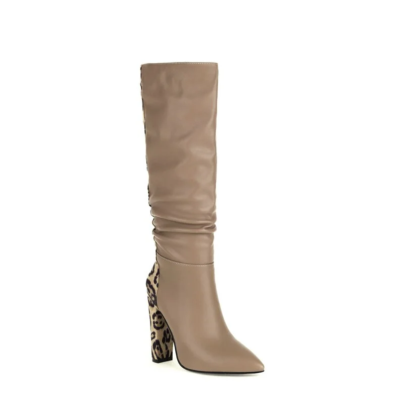 New autumn winter women boots thick high heels knee high boots woman mixed colors dress shoes woman large size 42 43