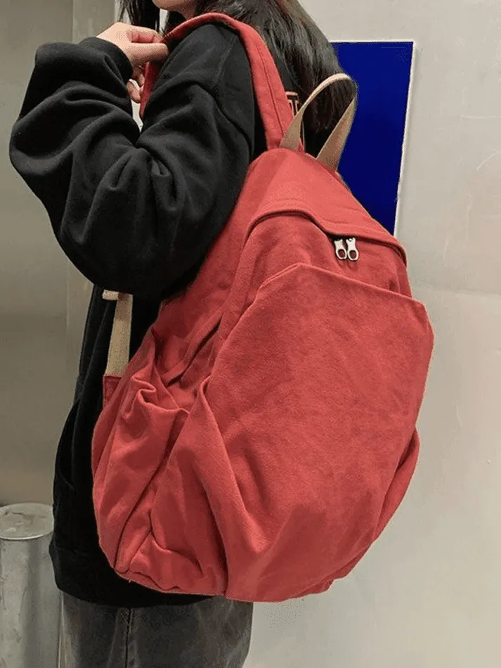 Brownm Vintage Wash College School Backpack