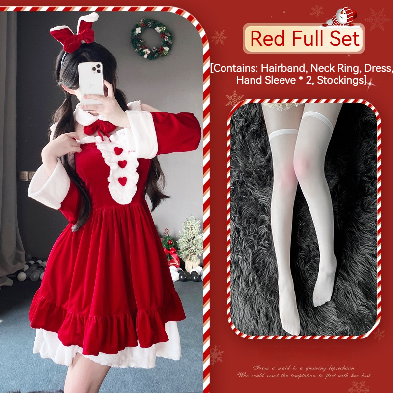 [Wetrose] In Stock Christmas Bunny Girl Dress Cosplay Costume Santa New Year Sexy Lingerie Set