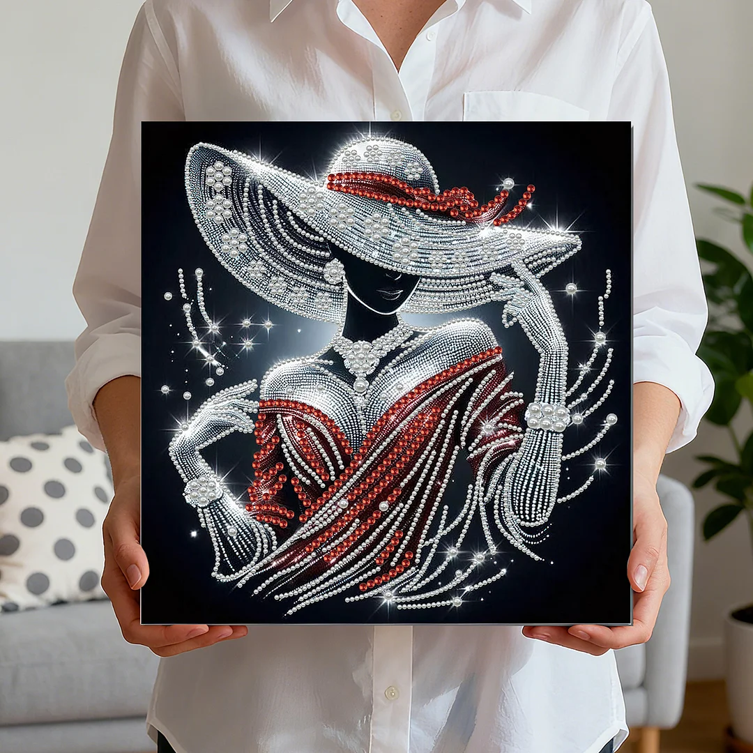 Elegant Lady - DIY Pearl Diamond Art Kit With Frame 30*30cm