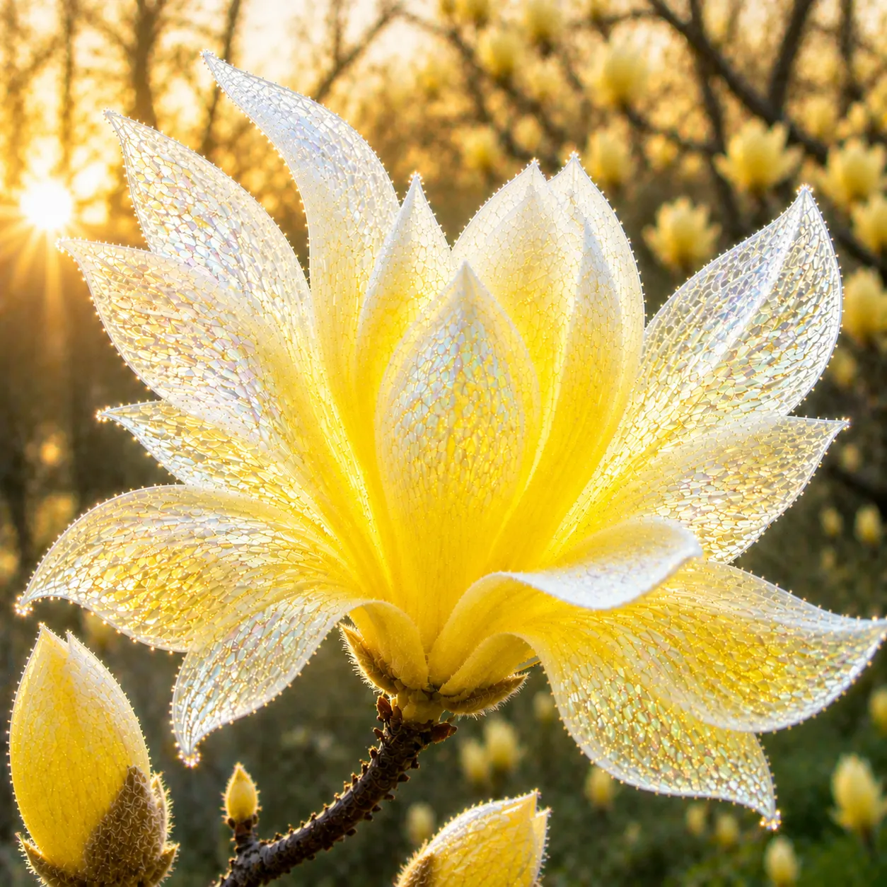 Crystal Magnolia flowering display