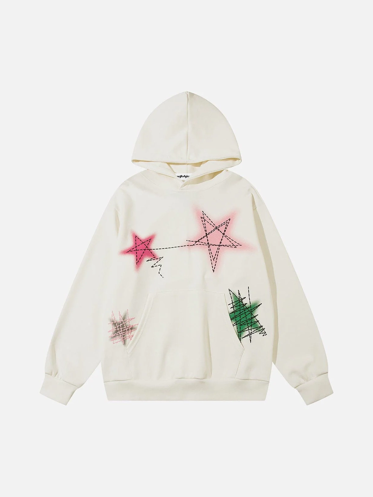 Beige Graffiti Line Star Hoodie Front