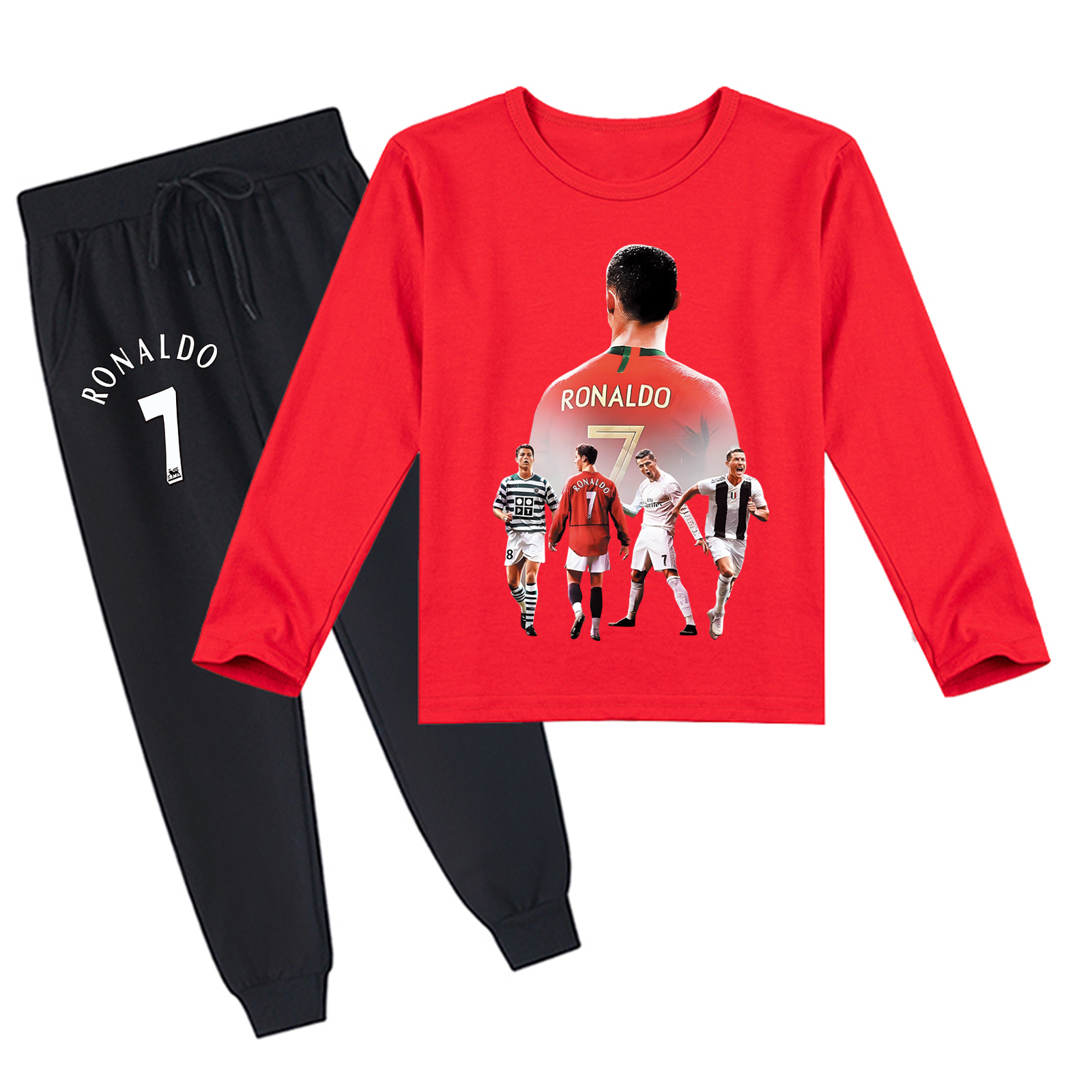 Mayoulove Kids' Cristiano Ronaldo Long Sleeve T-Shirt Set - Unisex Soccer Gear for Boys  Girls, Perfect Gift-Mayoulove