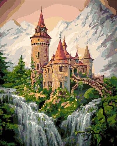 

Mount Waterfall Castle – Paint By Numbers - 40*50CM, 501 Original