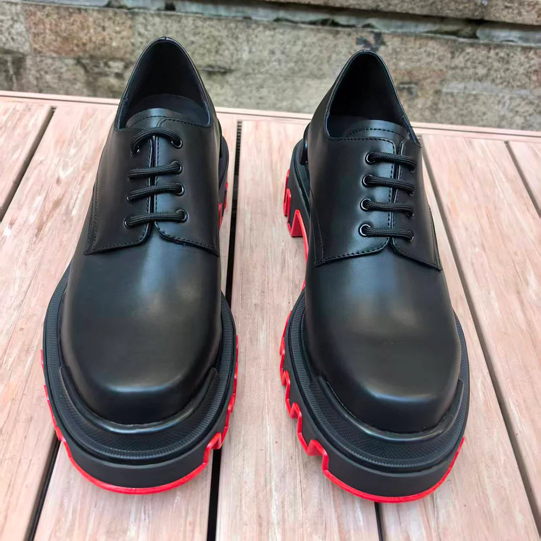 Merumote 30mm Gentleman's Oxford Shoes Wavy Red bottom Classic Formal Shoes-MERUMOTE