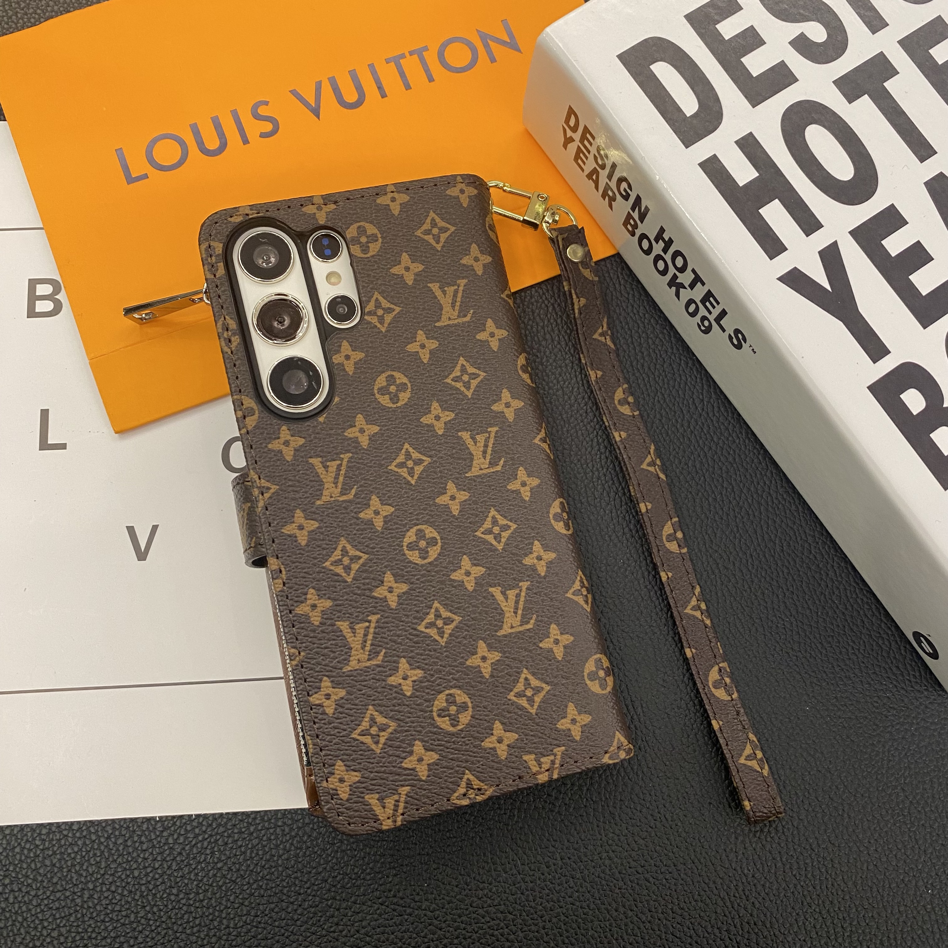 Monogram LV canvas leather wallet iPhone Samsung mobile phone case