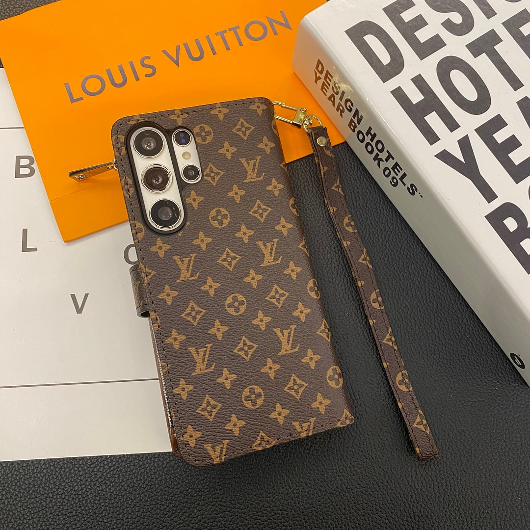 Monogram LV canvas leather wallet iPhone Samsung mobile phone case