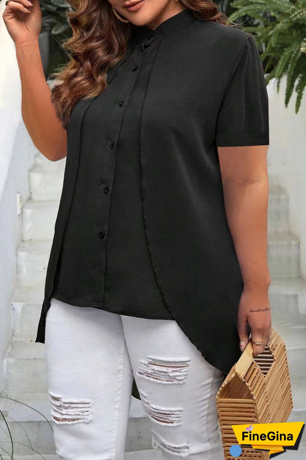 Burgundy Casual Solid Patchwork Shirt Collar Tops