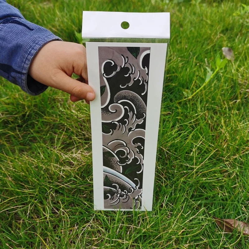 Waterproof Flower Arm Temporary Tattoo Sticker Chinese Wind Arm Ring Wave Art Dec Fake Tattoo Men Women Foot Ring Tattoo Sticker