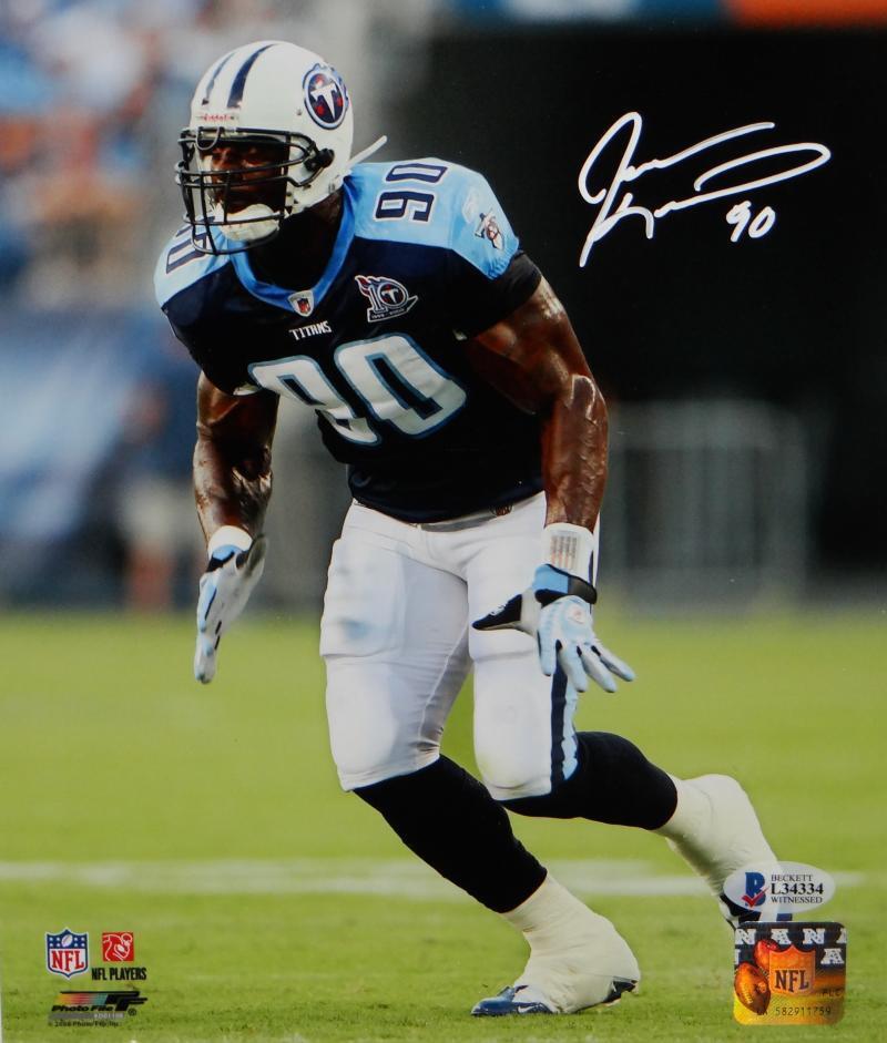 Jevon Kearse Signed Tennessee Titans 8x10 Running PF Photo Poster painting- Beckett Auth *White