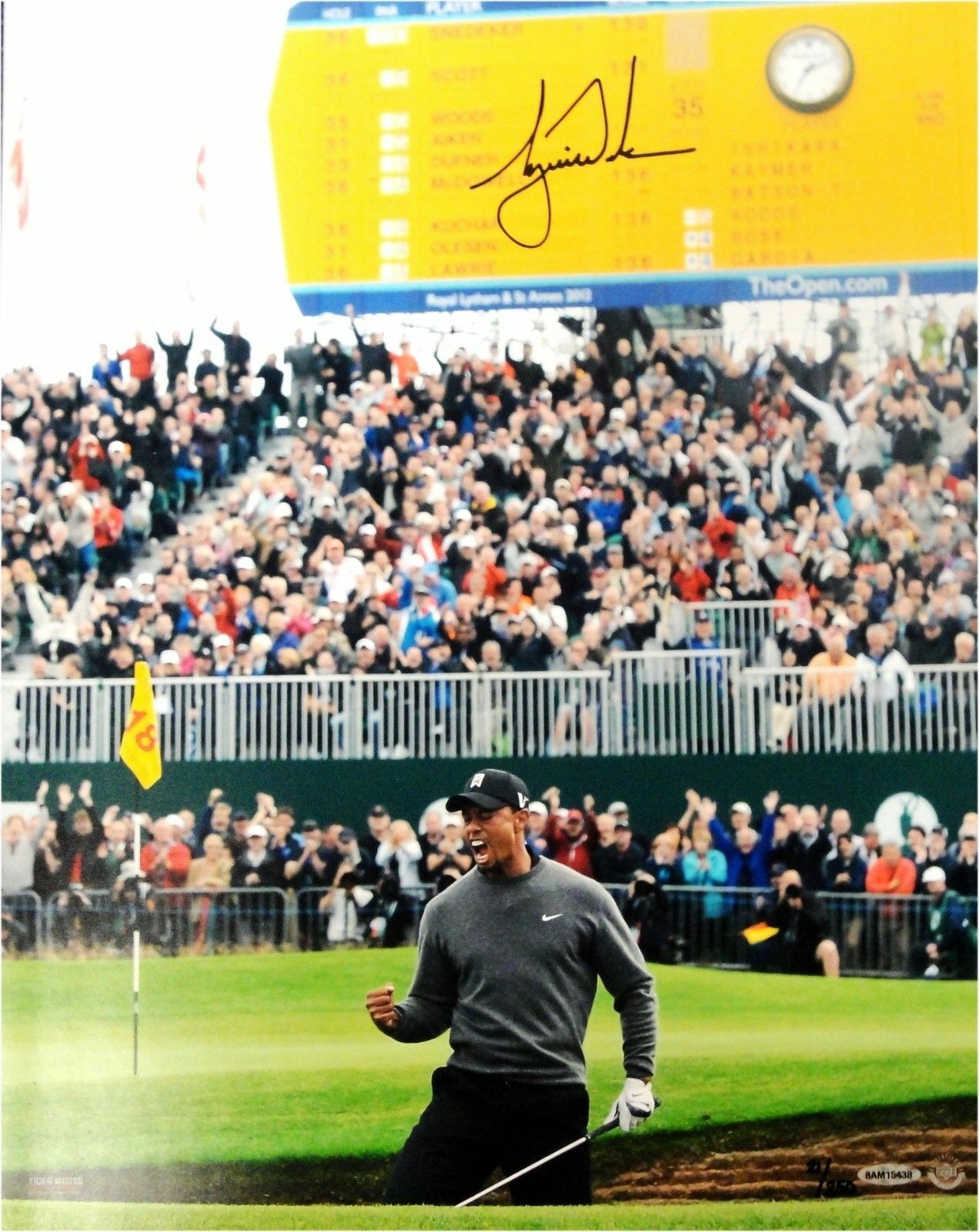 Tiger Woods Hand Signed Autograph 16X20 Photo Poster painting Birdie at British Open UDA x/250