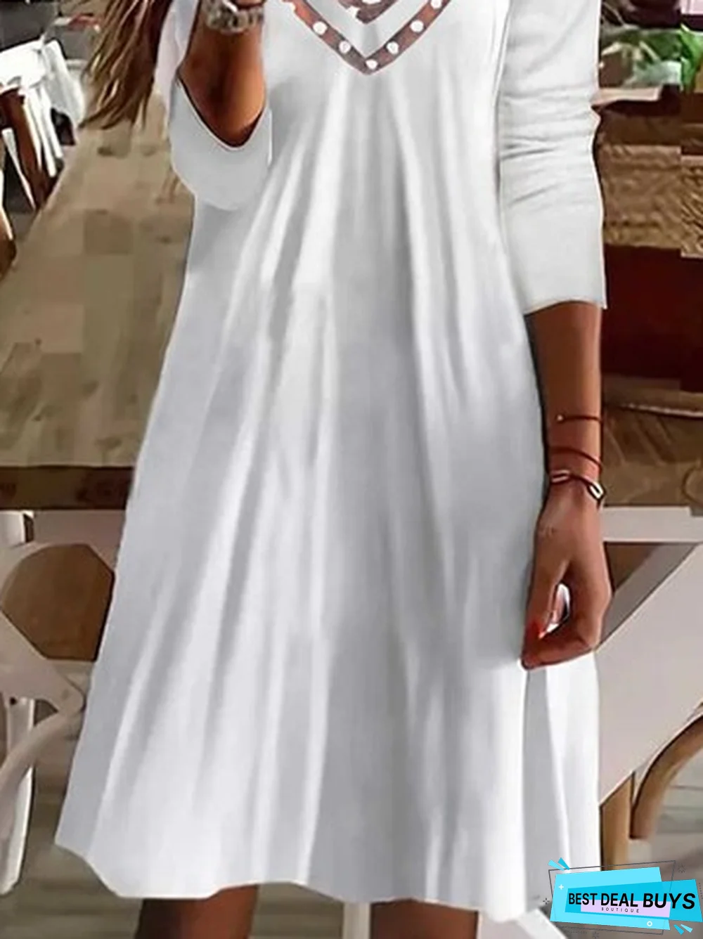 Casual V Neck Loose Long sleeve Dress