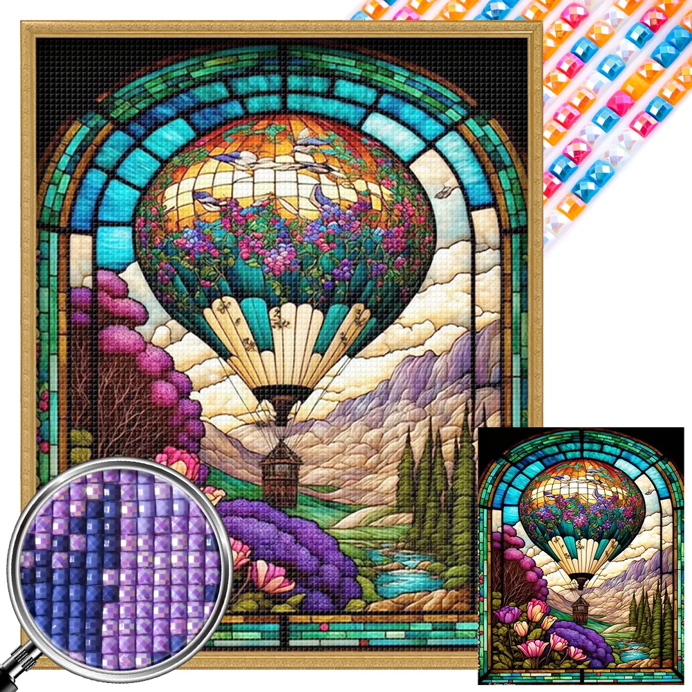 Partial AB Diamond Painting - Full Square Drill - Stained Glass Balloon(Canvas|45*55cm)