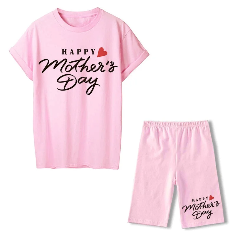 Women Two Piece Set Super Mom Tshirts & Shorts Set Summer Short Sleeve Jogging Biker Shorts Sexy Outfit For Woman Track Suit
