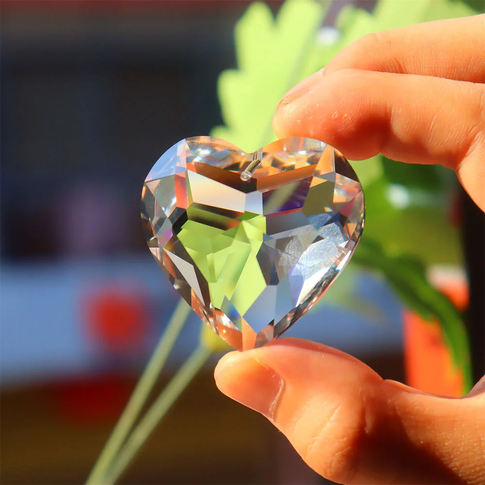 Colorful Crystal Prism Ball Pendulum Pendant for Garden Window (Heart)