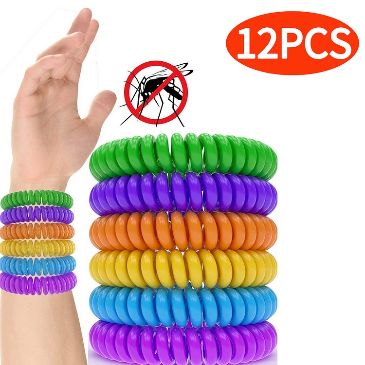 Mosquito Bracelets, 12 Pack Individually Wrapped, DEET Free, Natural and Waterproof Band