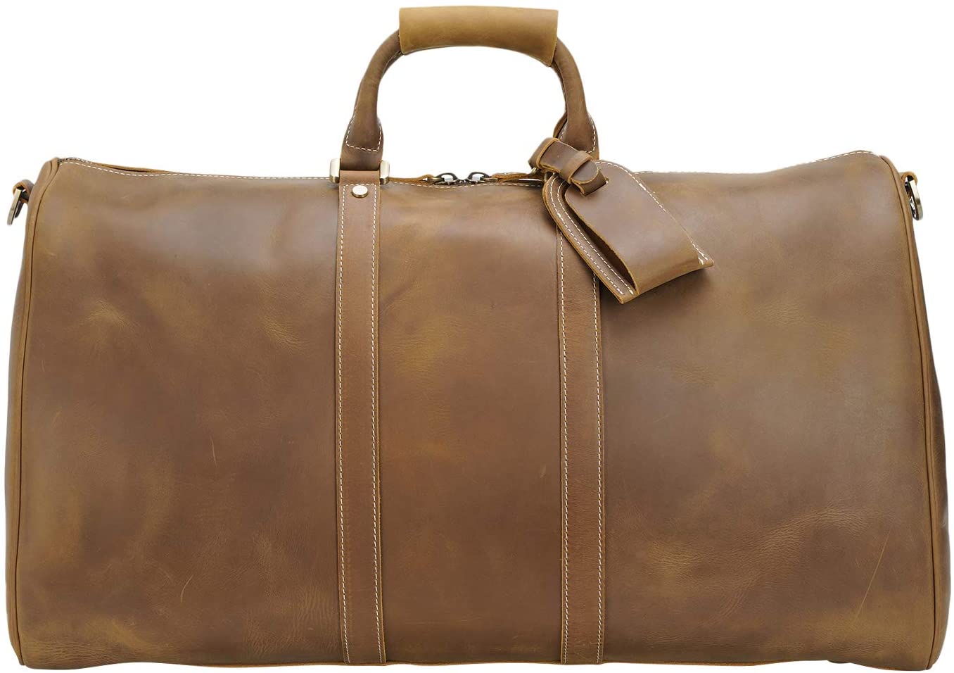 22 Inch Full Grain Leather Travel Duffel Weekender Bag Overnight Duffle Bag For Men