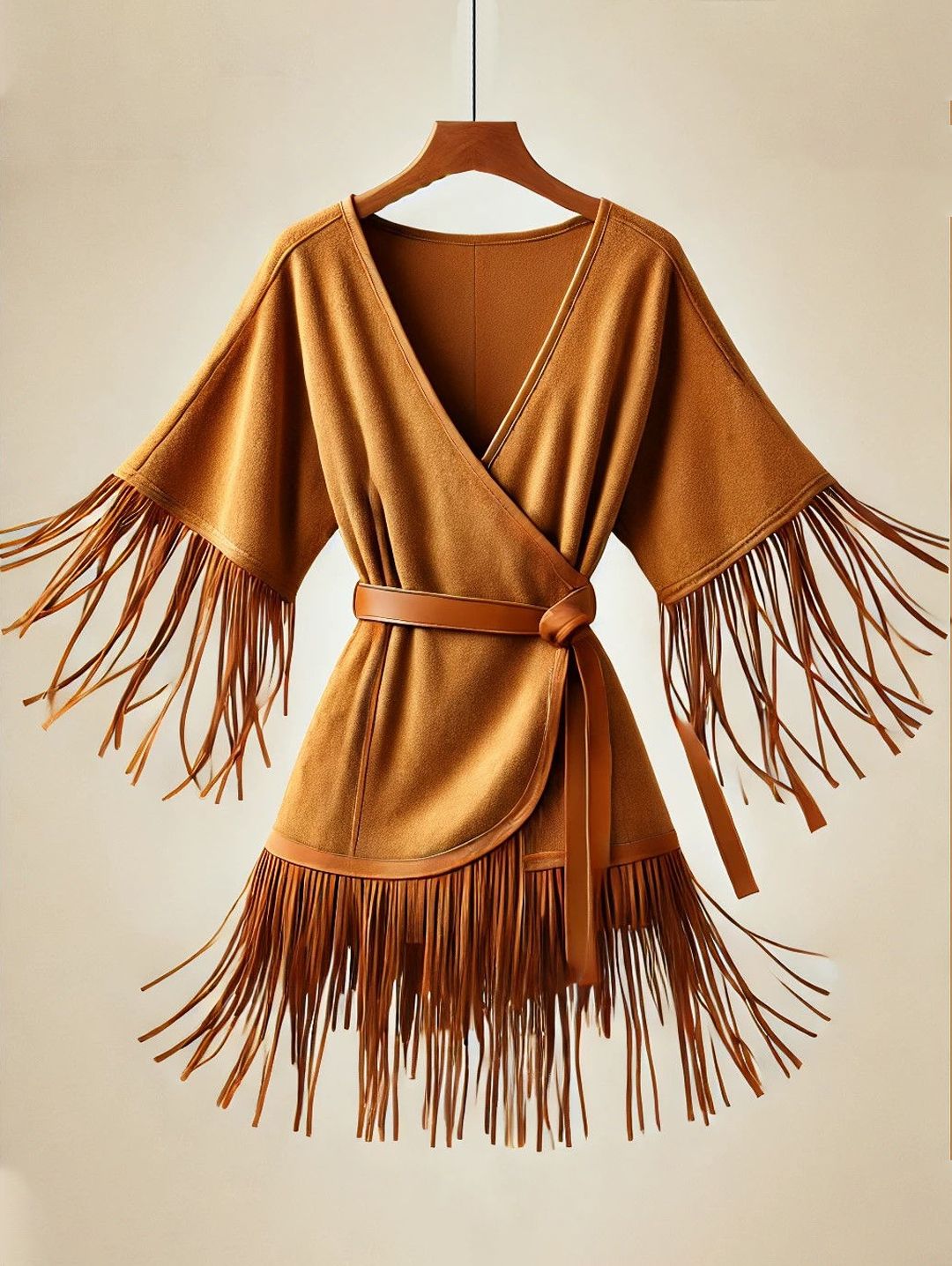 Boho V Neck Long Fringed Solid Cardigan