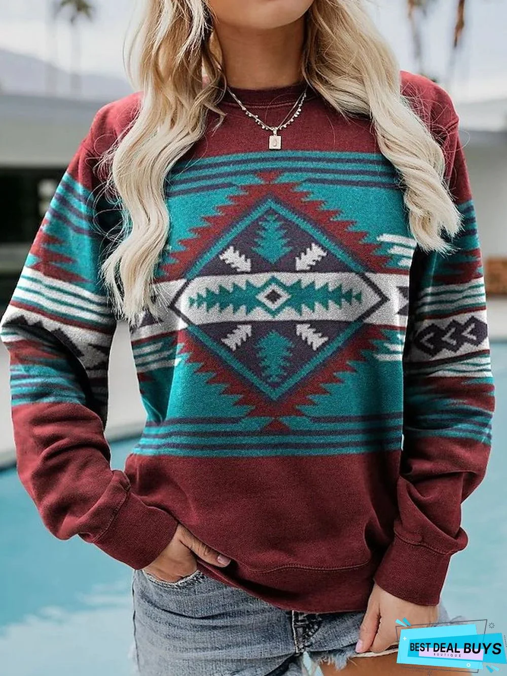 Crew Neck Ribbed Vintage Sweatshirt