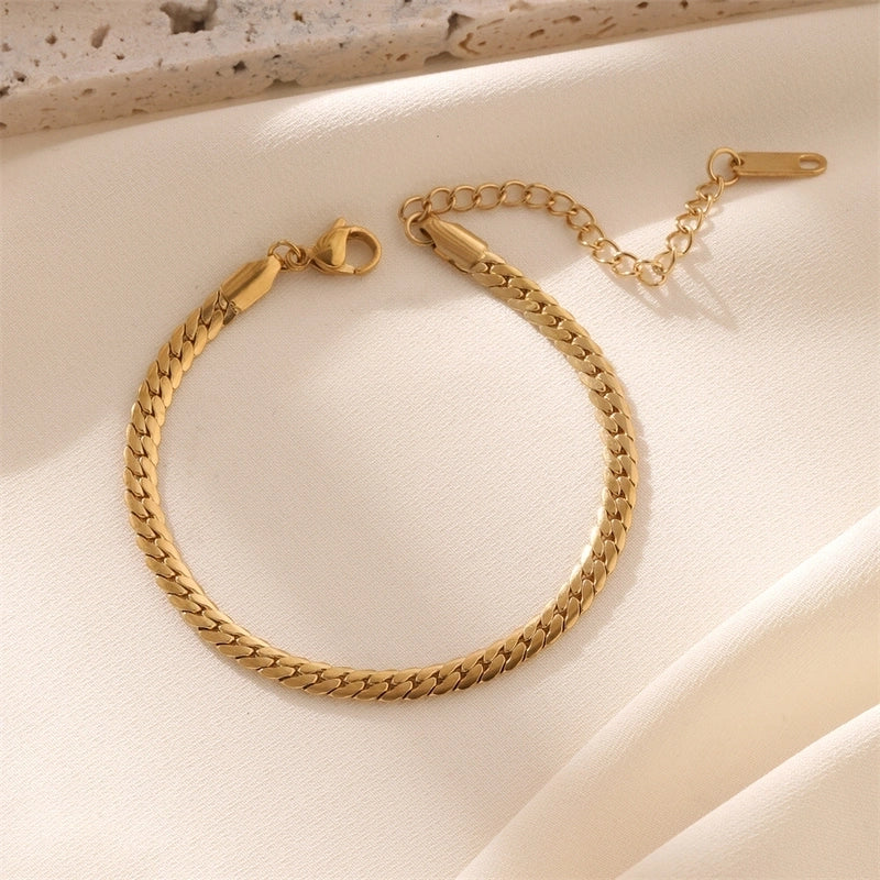 Casual Minimalist Solid Color Titanium Steel 18K Gold Plated Bracelets In Bulk