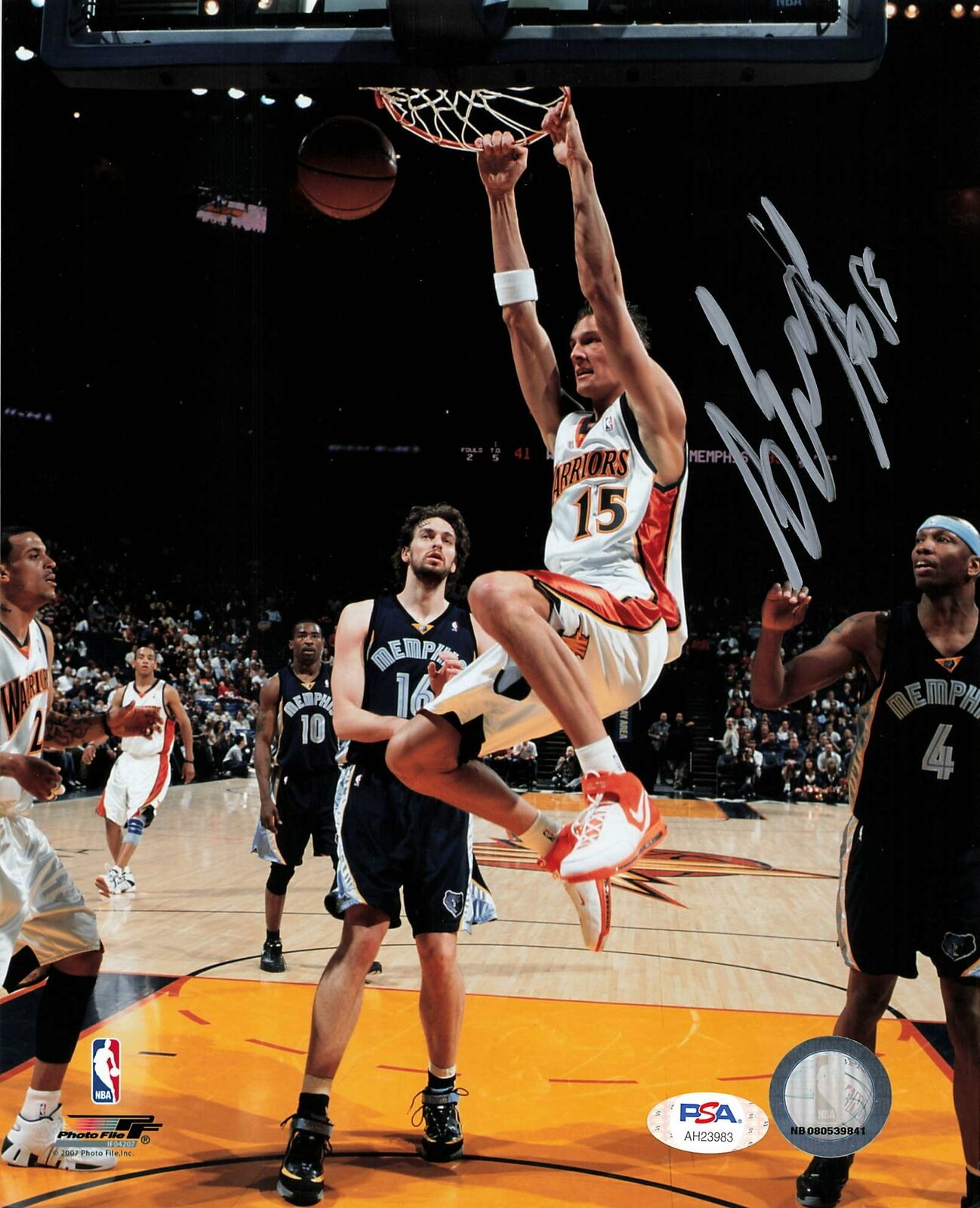 Andris Biedrins signed 8x10 Photo Poster painting PSA/DNA Warriors Autographed