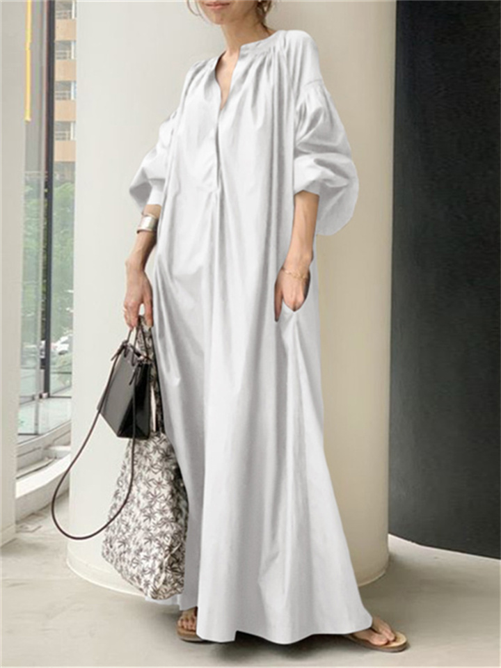 Loose Fashion Casual Lantern Sleeve Big Hem Dress