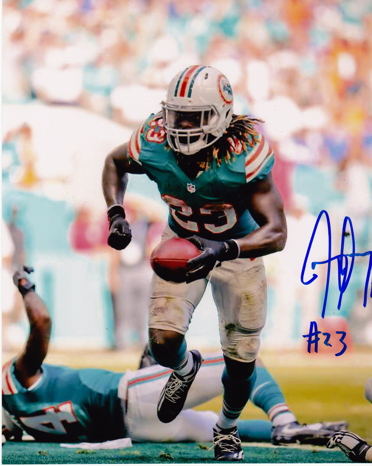 JAY AJAYI MIAMI DOLPHINS ACTION SIGNED 8x10