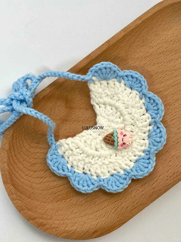 Lulusnow Handmade Ice Cream Crochet Pet Collars/ Pet Holiday Outfit/ Festive Pet Accessories/ Gift For Pet