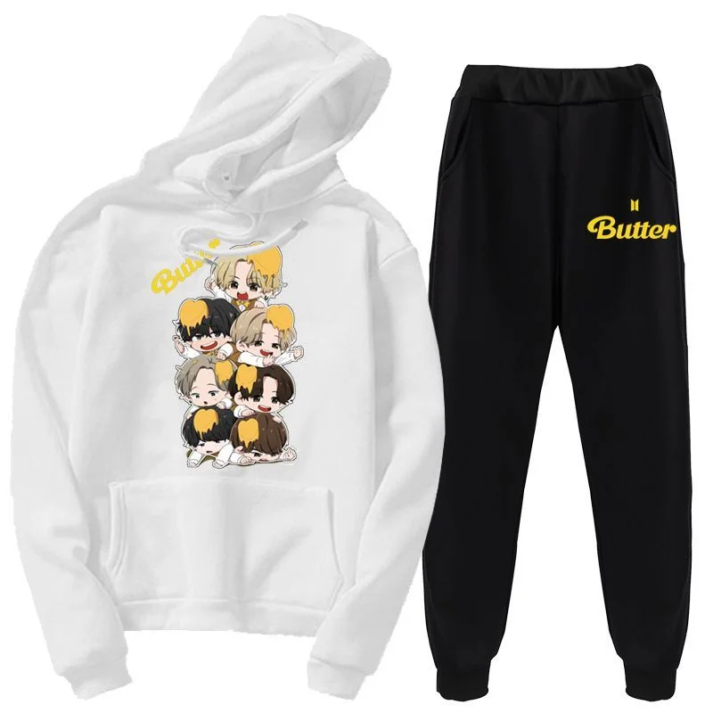 방탄소년단 Butter Cartoon Hoodie Suit