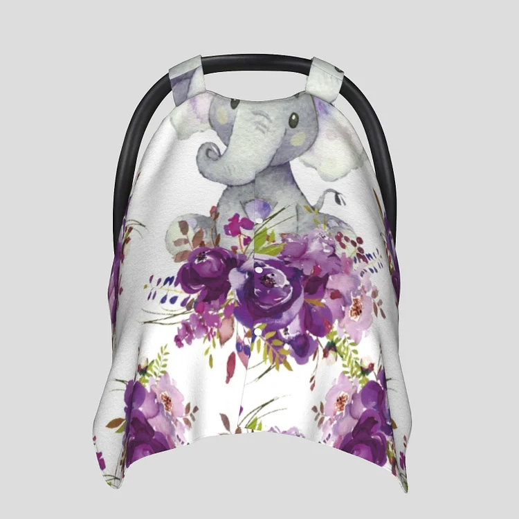 Personalized Baby Elephant Car Seat Canopy for Comfort & Unique| C26