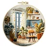 29x29cm DIY Cotton Embroidery Kit with Embroidery Hoop Pre-Printed Pattern Needlework Handmade Landscape Hand Stitch Kit for Craft Lover Gift