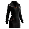 Women's Elegant Black Knit Dress With Leather Trim by Inlyline