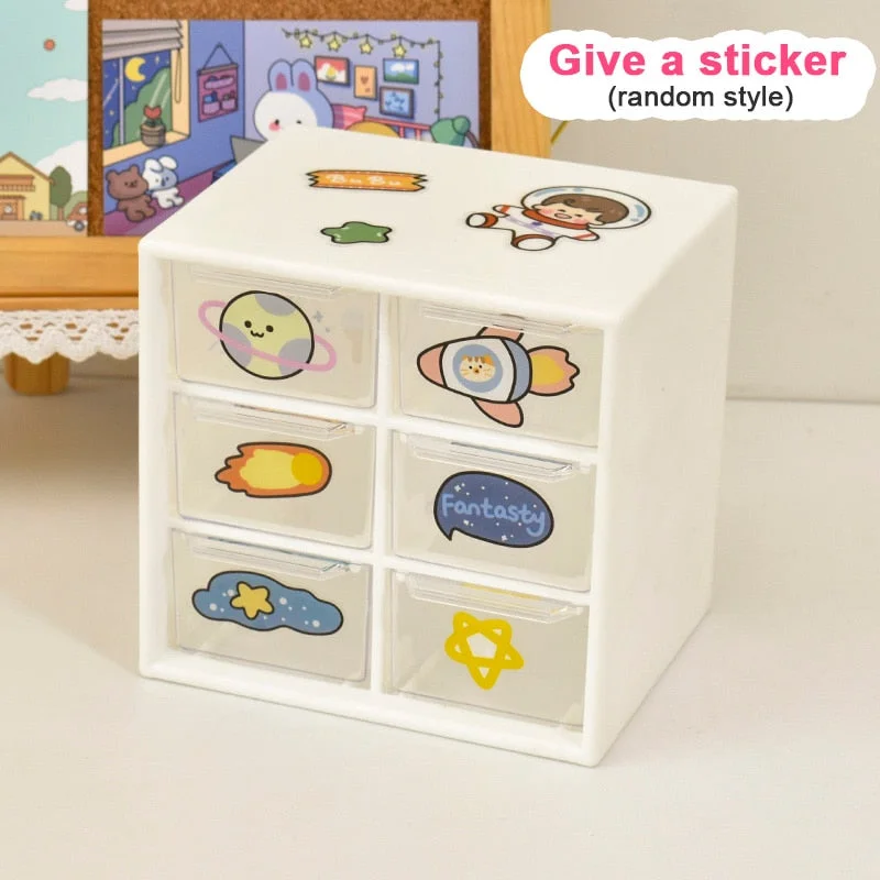 W&G New Nine-grid Storage Box Drawer Organization Transparent Cosmetic Storage Box Drawer Makeup Organizer Girl Bedroom Decor