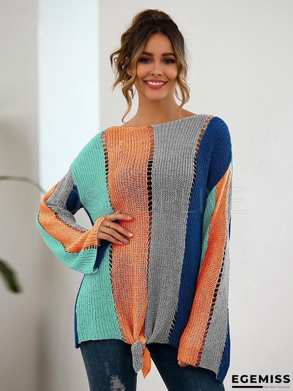 Color-block Loose Bandge Sweater | EGEMISS