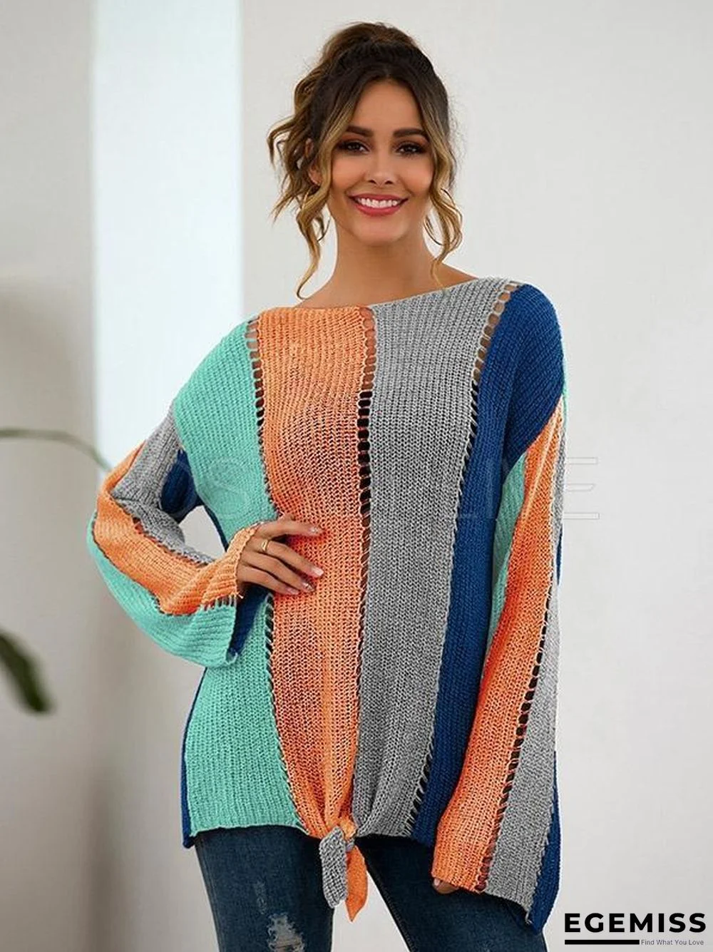Color-block Loose Bandge Sweater | EGEMISS