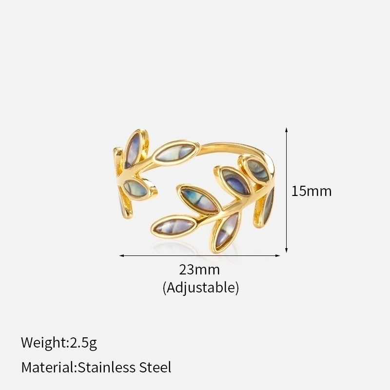 Elegant Minimalist Leaves 304 Stainless Steel Open Rings