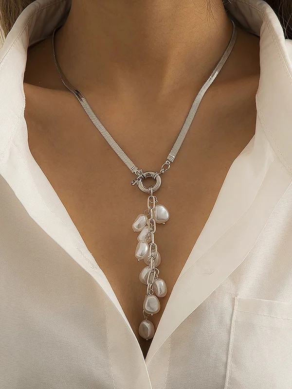 Original Pearl Pendant Geometric Necklace