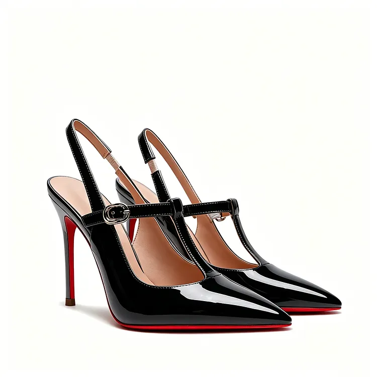 100mm Women's Open Toe Slingback Straps High heel Red Bottom Sandals VOCOSI VOCOSI